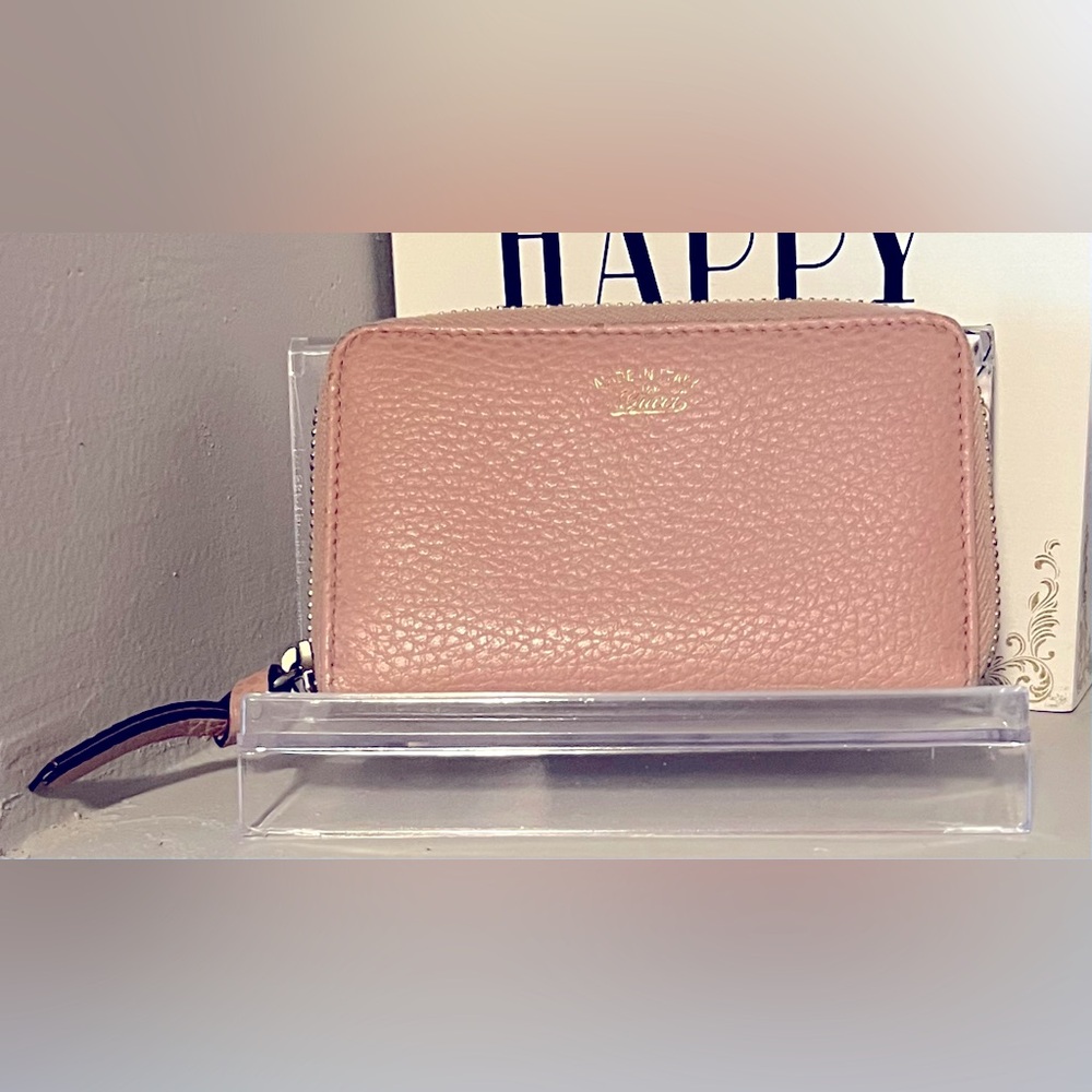 Gucci Swing Small Compact Blush Zipper Wallet